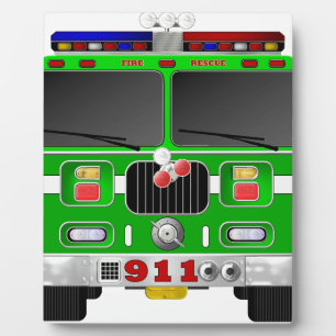 Lime Green Fire Truck Plaque