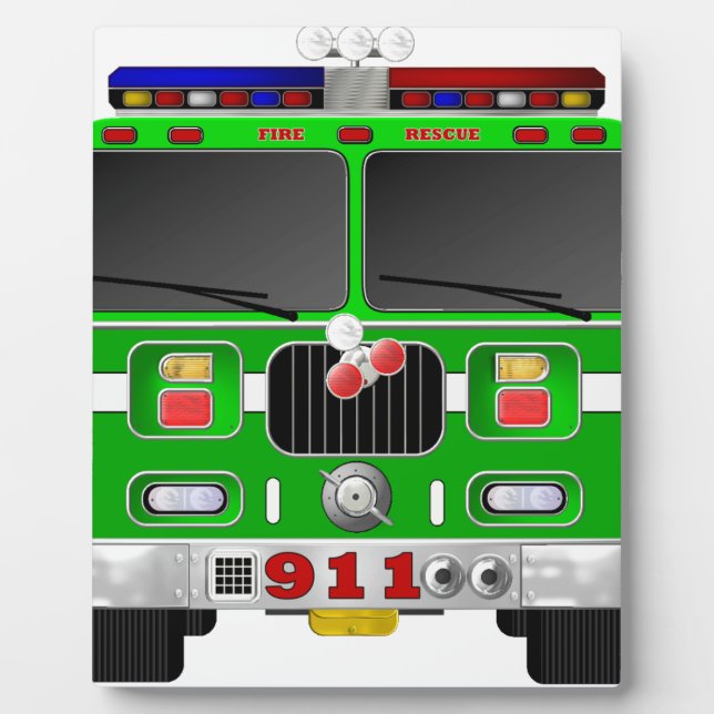 Lime Green Fire Truck Plaque (Front)