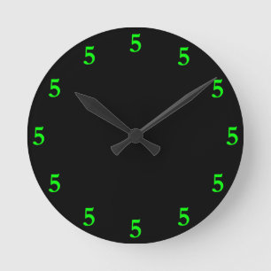 Lime Green Five o'Clock Somewhere on Black Round Clock