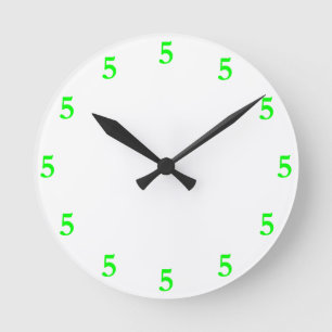 Lime Green Five o'Clock Somewhere on White Round Clock