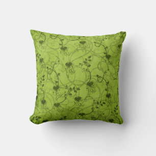 Lime Green Floral Designed Pillow