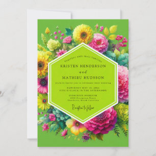 Lime Green Floral Enchantment Wedding Invitation