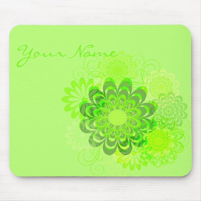 Lime Green Floral Swirl Mousepad (Front)