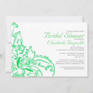 Lime Green Flourish Bridal Shower Invitations