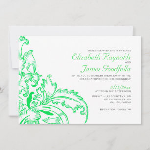 Lime Green Flourish Wedding Invitations