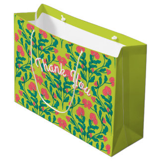 Lime Green Flower Branch Gift Bag