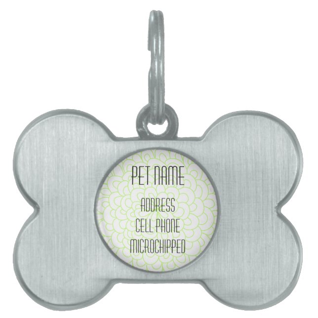 Lime Green Flower Custom Pet Tag (Front)