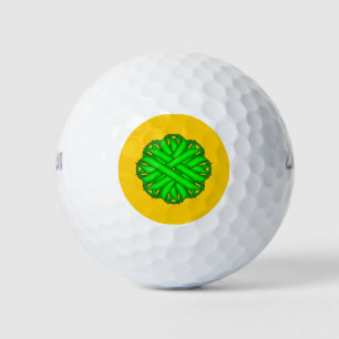 Lime Green Flower Ribbon by Kenneth Yoncich Golf Balls