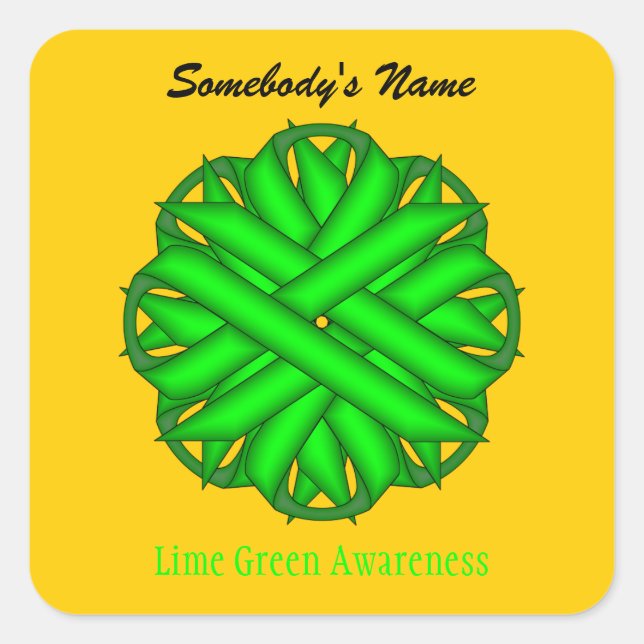 Lime Green Flower Ribbon by Kenneth Yoncich Square Sticker (Front)