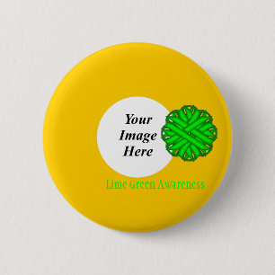 Lime Green Flower Ribbon Tmpl by Kenneth Yoncich 6 Cm Round Badge
