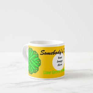 Lime Green Flower Ribbon Tmpl by Kenneth Yoncich Espresso Cup