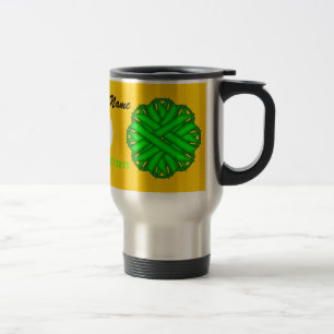 Lime Green Flower Ribbon Tmpl by Kenneth Yoncich Travel Mug