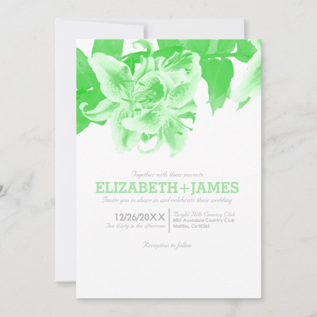 Lime Green Flower Wedding Invitations (Front)