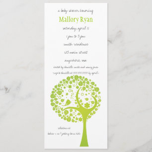 Lime Green Flowering Tree Baby Shower Invitation
