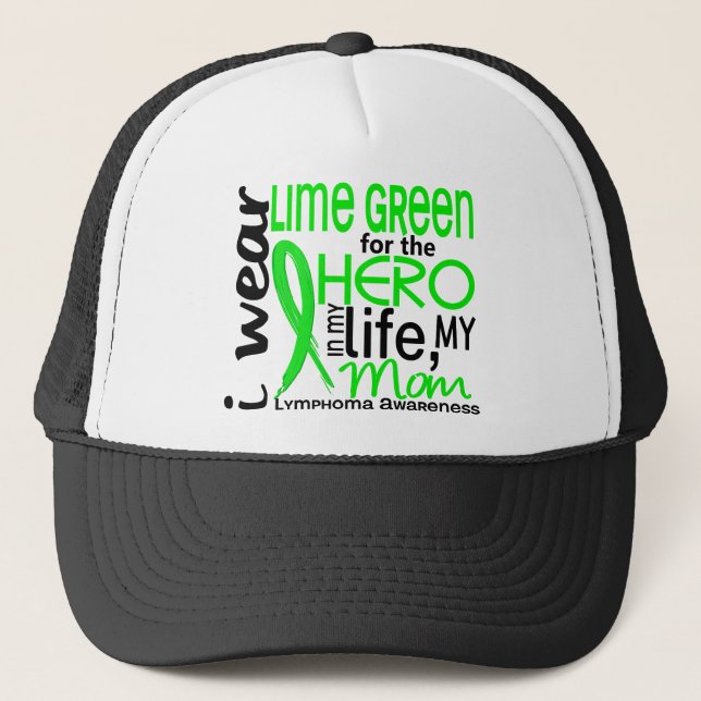 Lime Green For Hero 2 Mum Lymphoma Trucker Hat (Front)