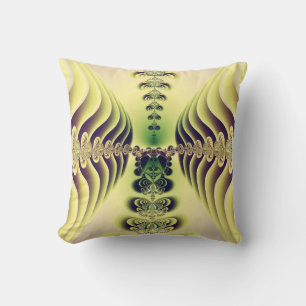 Lime Green Fractal Symmetry Abstract Art Cushion