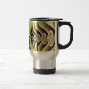 Lime Green Fractal Symmetry Abstract Art Travel Mug