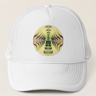 Lime Green Fractal Symmetry Abstract Art Trucker Hat