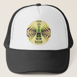 Lime Green Fractal Symmetry Abstract Art Trucker Hat