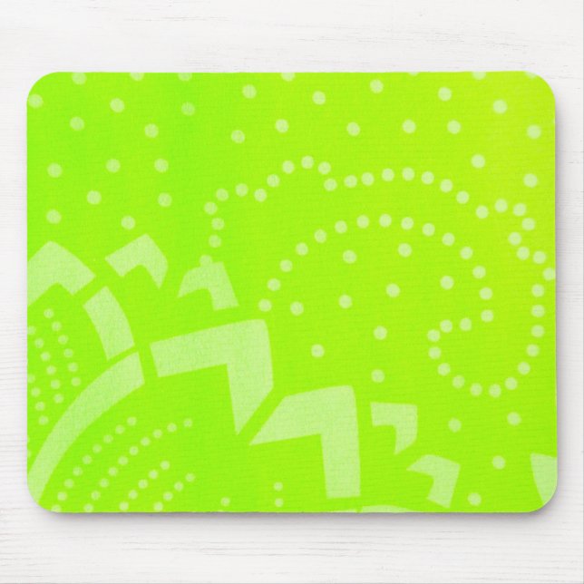 Lime Green geomentric dot stripe graphic pattern Mouse Mat (Front)