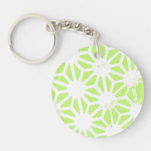 Lime green geometric pattern key ring