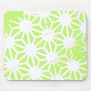 Lime green geometric pattern mouse mat