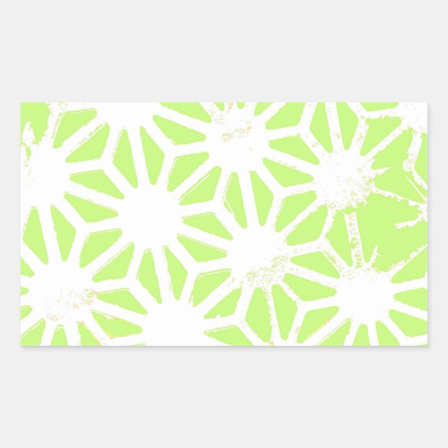 Lime green geometric pattern rectangular sticker (Front)