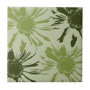 Lime Green Gerbera Flowers Tile
