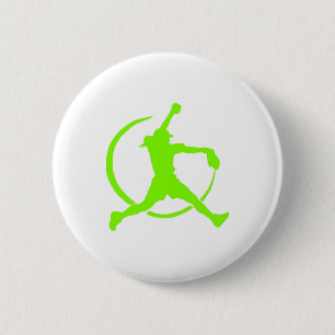 Lime Green Girl's"FAST PITCH SOFTBALL" image 6 Cm Round Badge