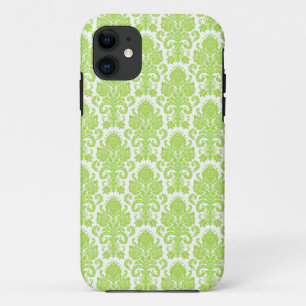 Lime Green Girly Damask iPhone 11 Case