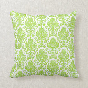 Lime Green Girly Damask Cushion