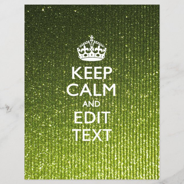 Lime Green Glamour Keep Calm Saying Flyer (Front)