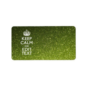 Lime Green Glamour Keep Calm Saying Label