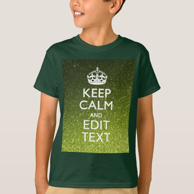 Lime Green Glamour Keep Calm Saying T-Shirt (Front)