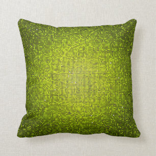 Lime Green Glitter Sequin Disco Couch Throw Pillow