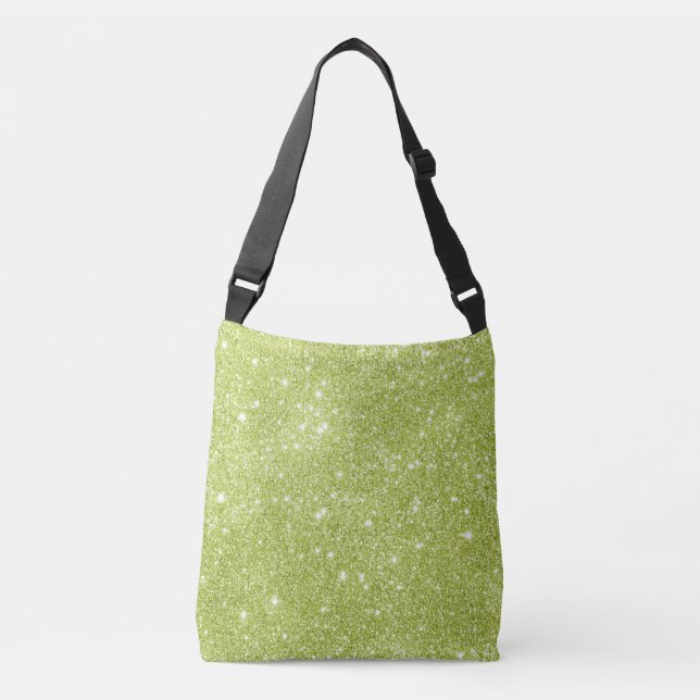 Lime Green Glitter Sparkles Crossbody Bag (Front)