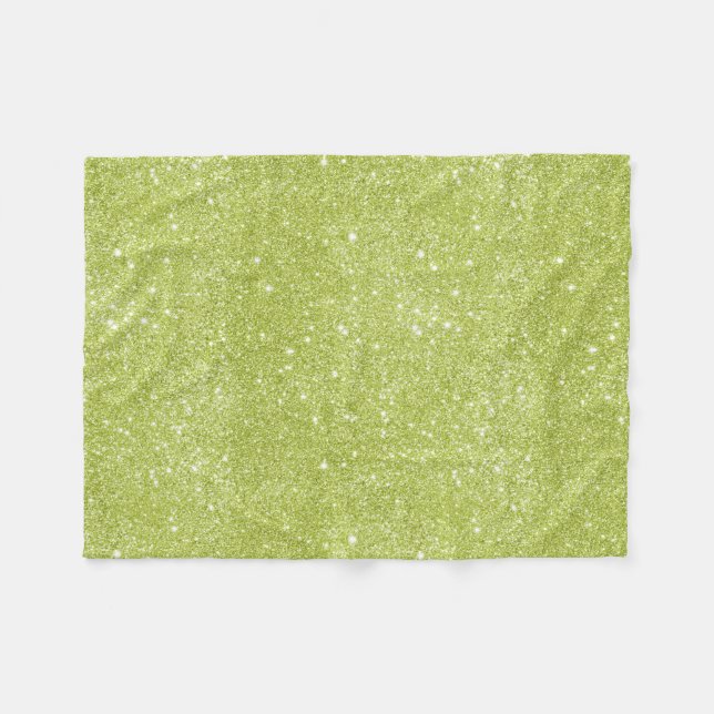 Lime Green Glitter Sparkles Fleece Blanket (Front (Horizontal))