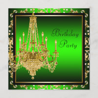 Lime Green Gold Damask Chandelier Birthday Party