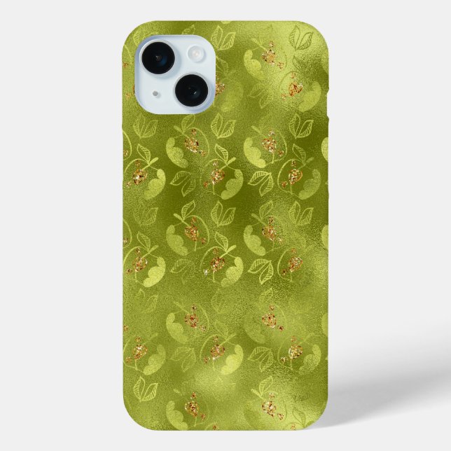 LIME GREEN & GOLD FALL AUTUMN APPLES Case-Mate iPhone CASE (Back)