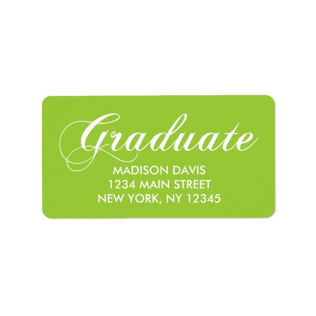 Lime Green Graduation Address Labels (Front)