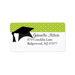 Lime Green Graduation Cap Label