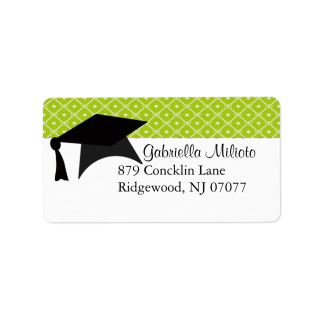 Lime Green Graduation Cap Label (Front)