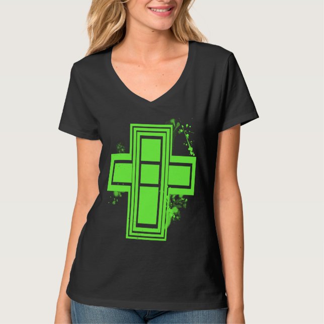Lime Green Graffiti Cross T-shirt (Front)