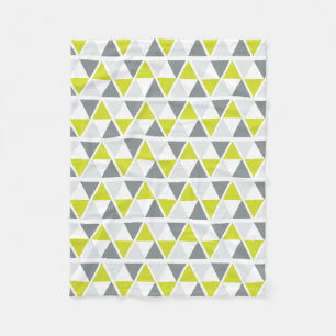 Lime Green Grey Geometric Pattern Fleece Blanket