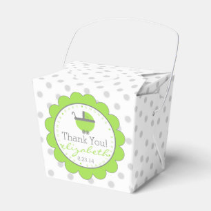 Lime Green & Grey Polka Dots-Baby Shower Favour Box