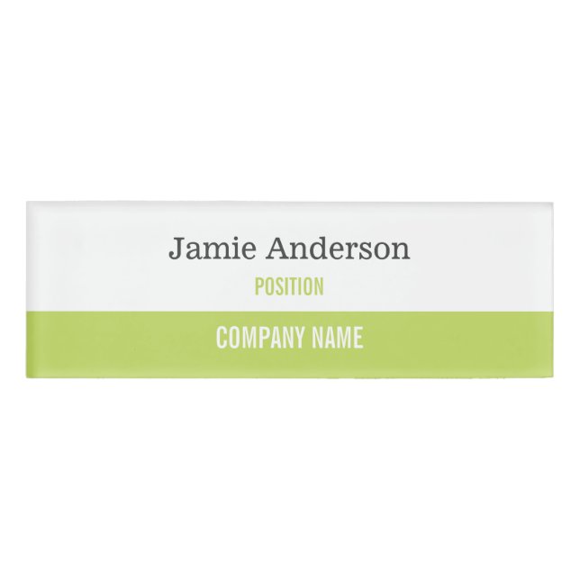 Lime Green & Grey Professional Name Tag (Front)
