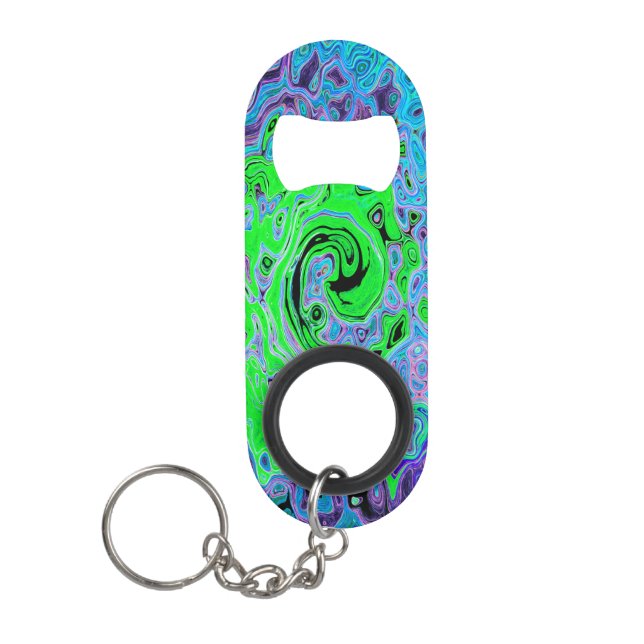 Lime Green Groovy Abstract Retro Liquid Swirl (Front)