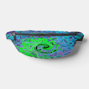 Lime Green Groovy Abstract Retro Liquid Swirl Bum Bags