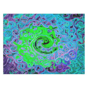 Lime Green Groovy Abstract Retro Liquid Swirl Tablecloth