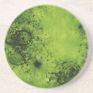 Lime Green Grunge with Black Accents Coaster
